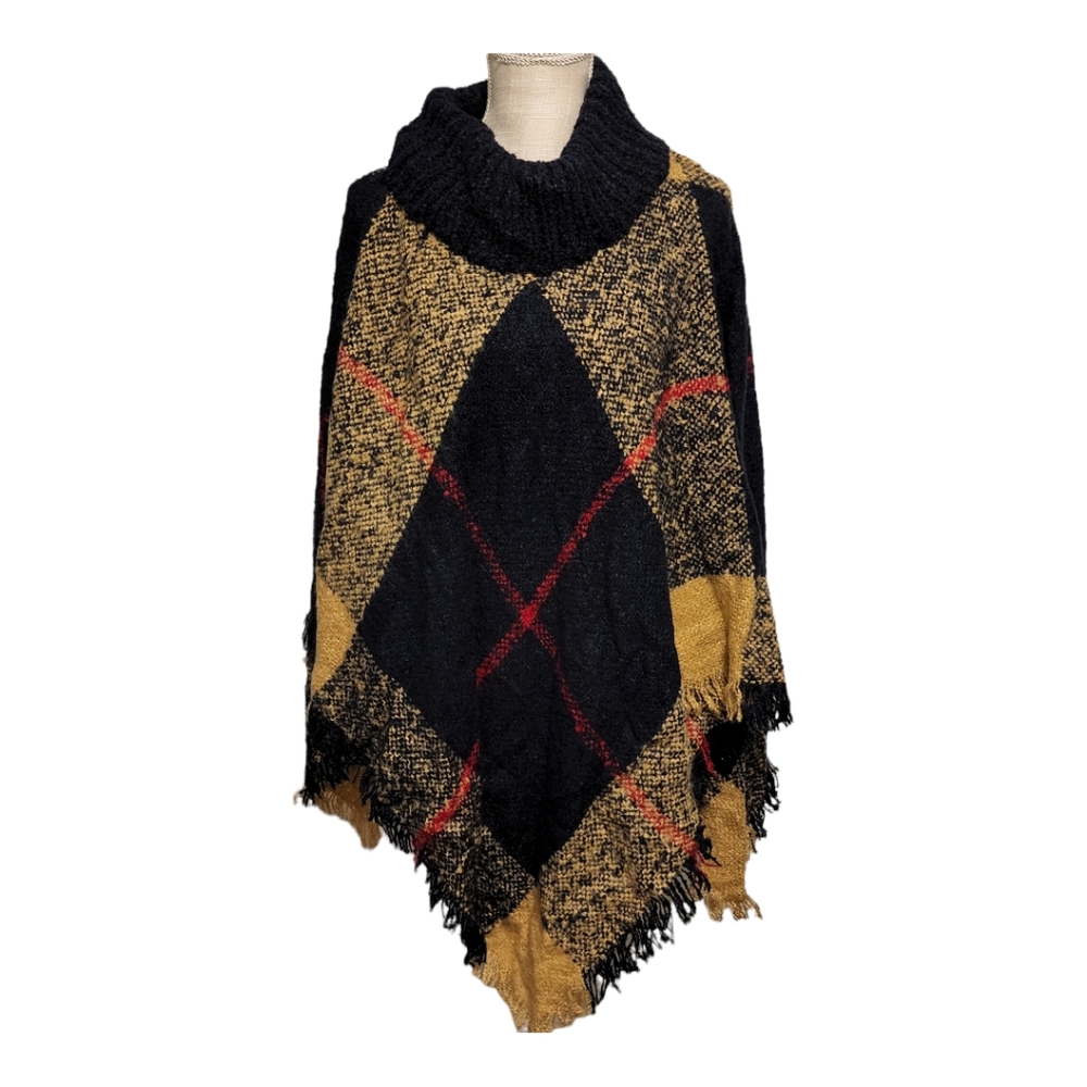 Cowl Argyle Pattern Poncho